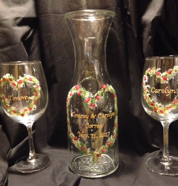 Wedding/Anniversary- Wine Carafe and Matching Wine Glasses